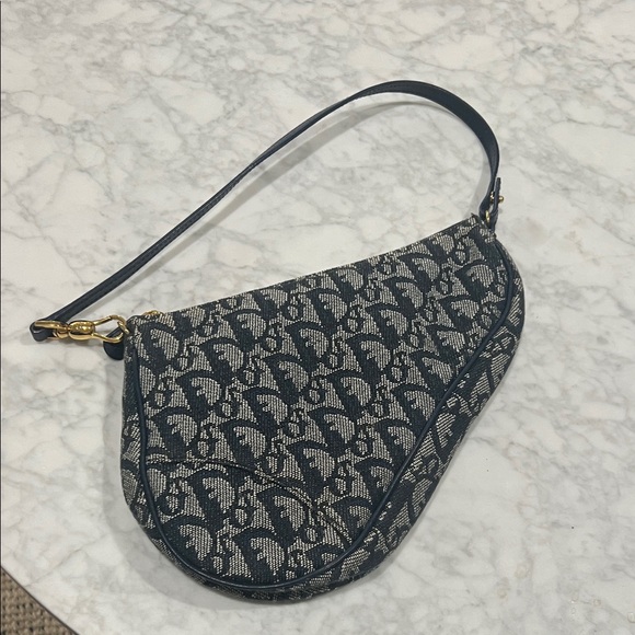 Dior Vintage Navy Trotter Saddlebag Pouchette. - Picture 1 of 7